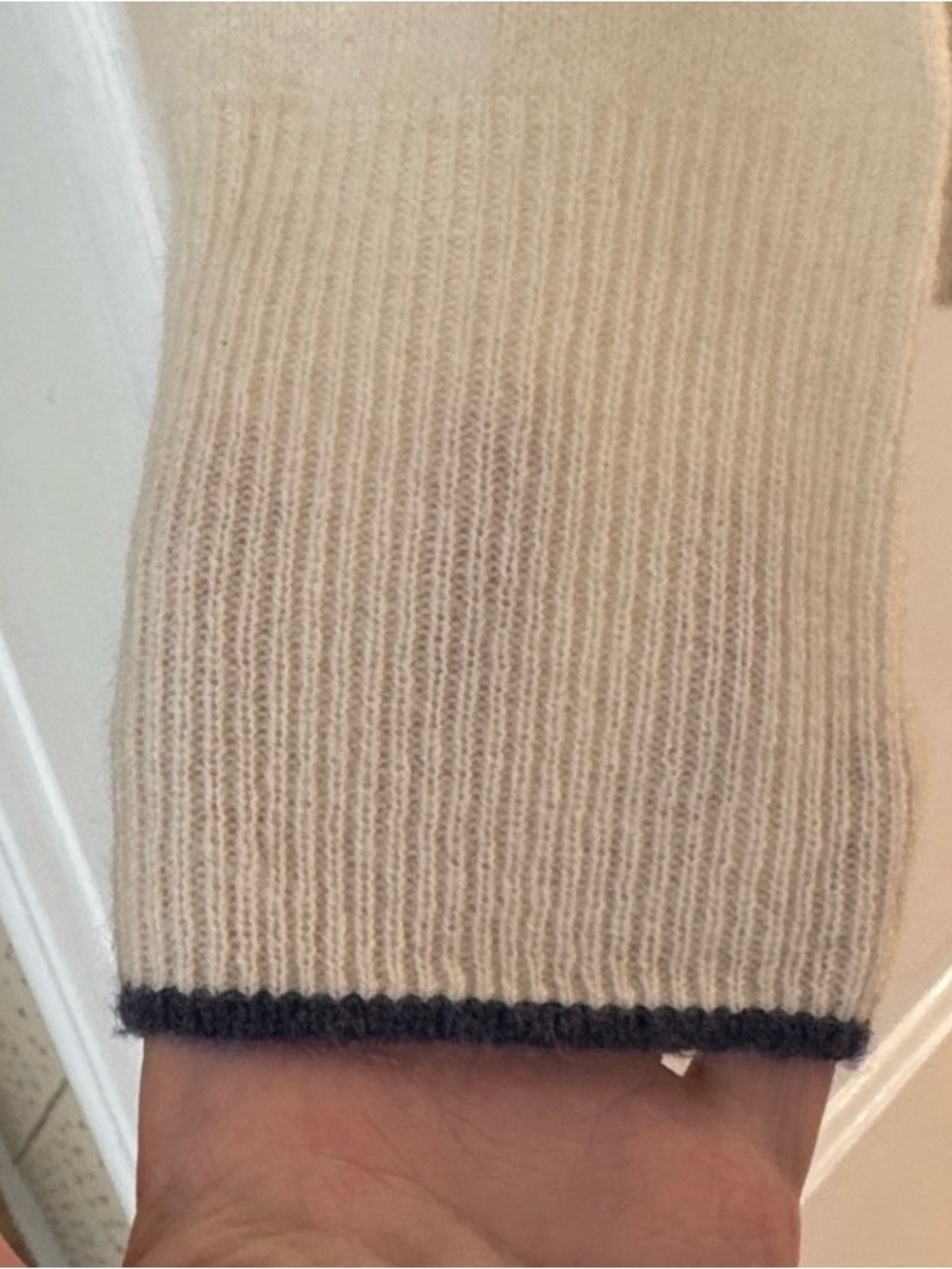 Vineyard Vines Cashmere Cream Sweater with Green Camo Stripes - Picture 8 of 16